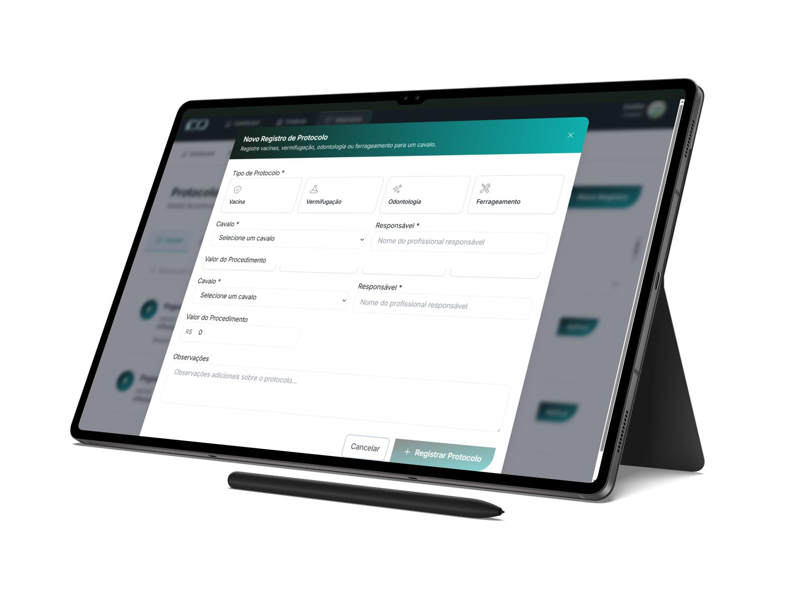 Domus - Registro de protocolos veterinários no tablet